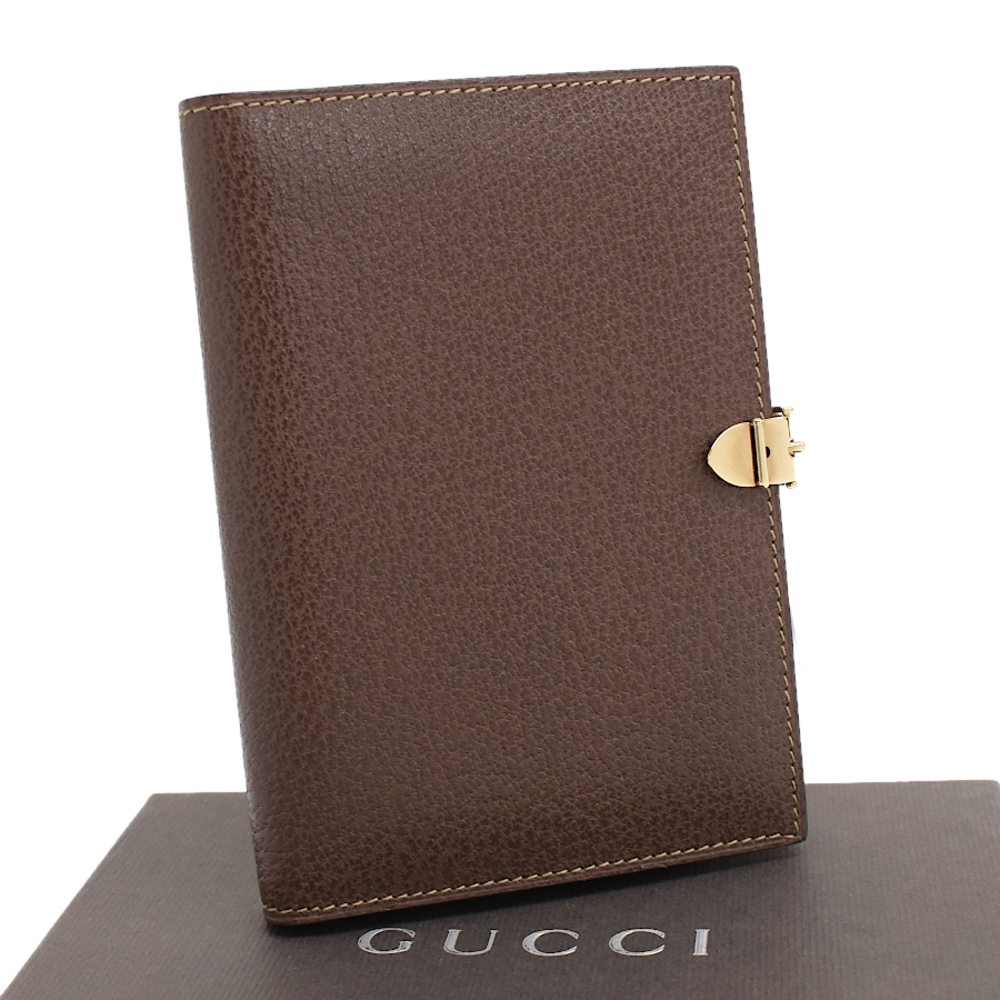 Gucci Agenda Notebook Address Book Leather Brown Gold Hardware